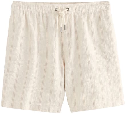 Next - Heren - Gestreepte short met elastische taille en textuur - Naturel