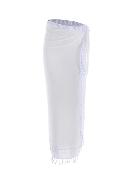 Emilie Collection - pareo - lang - franjes - wit - katoen