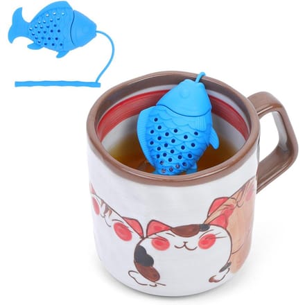 Schattige Siliconen Thee-ei Voedselkwaliteit Vorm van Vis Thee Filter Grappig Thee Zeefje blue