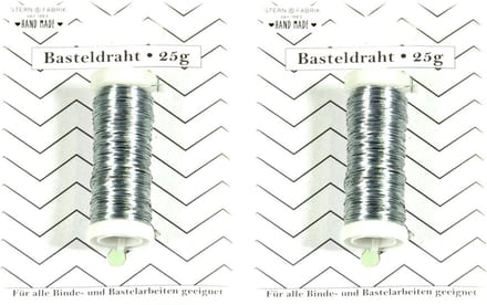 Stern Fabrik Binddraad/wikkeldraad - 2x rolletjes - zilver - 50 m x 0,35 mm - hobbydraad/bloemendraad
