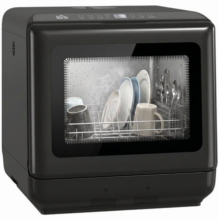 Tafelmodel vaatwasser zwart - 5 wasprogramma's - 6 liter watertank - 4 couverts - Zwart