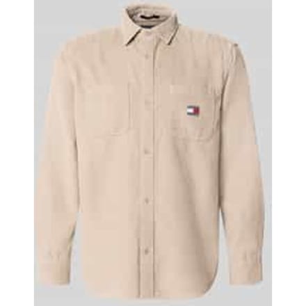 Regular fit corduroy overhemd met logopatch