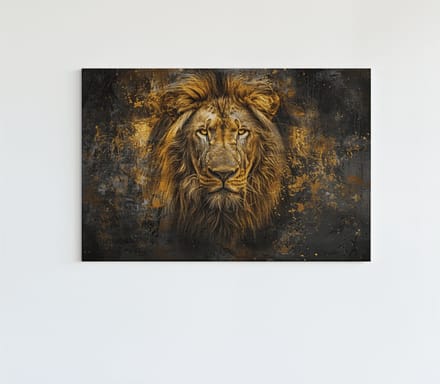 Canvas Schilderij - Wilde Dier - Leeuw op canvas - 90x60x2 cm