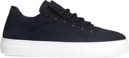 Manfield - Heren - Zwarte nubuck sneakers - Maat 46