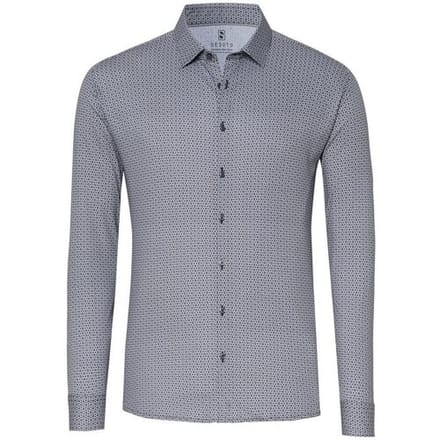 Desoto Overhemd Minimal Triangle Hexagon Pattern Zwart-Lichtgrijs / male