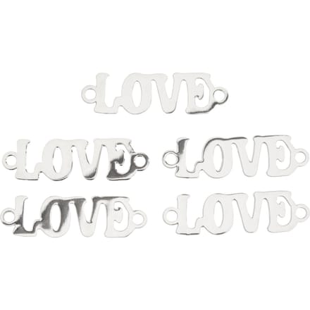 Connector "Love", 5 stuks - Platina