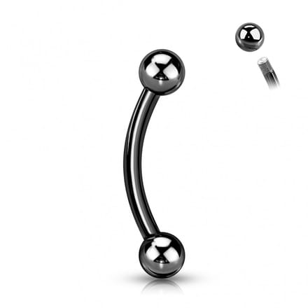 Piercing titanium rond basis extern 1.2x8x3 - zwart - LMPiercings