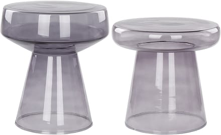 LAGUNA/CALDERA - Bijzettafel set van 2 - Grijs - Glas