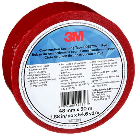 Bouwfolie Tape Rood 48mm Breed 50m Lang voor Koude Temperaturen