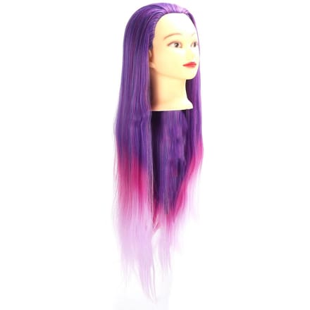 Mannequinhoofd Paars Roze Verloopkleur Kappershoofd met Haar voor Kappersoefening multi