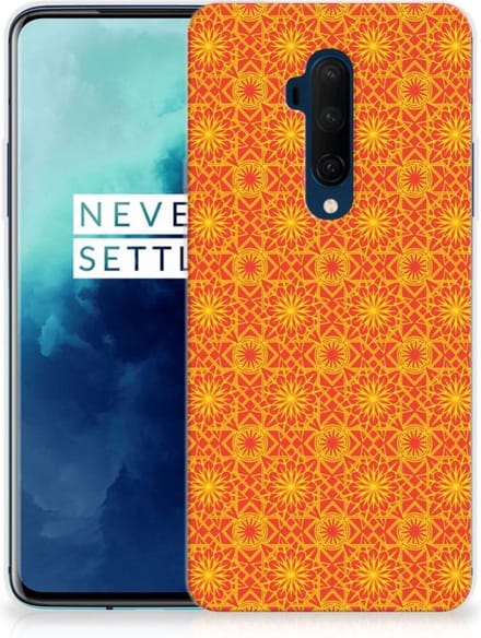 Back Cover voor OnePlus 7T Pro TPU bumper Batik Oranje