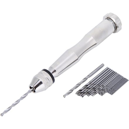 Couleur Argent 0.3mm3.6mm Plage de Prise Mandrin Perceuse Manuelle à Torsion avec Forets 25HHS Perçage Bois