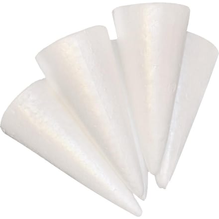 5x mousse de polystyrène en forme de cône solide blanc pour bricolage, ornements artisanaux as described blanc