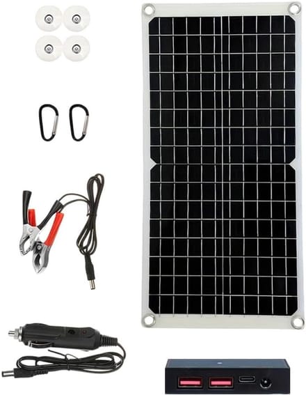 Zonnepaneel - Draagbare oplader - Kamperen - Monokristallijn - 20W - Zwart