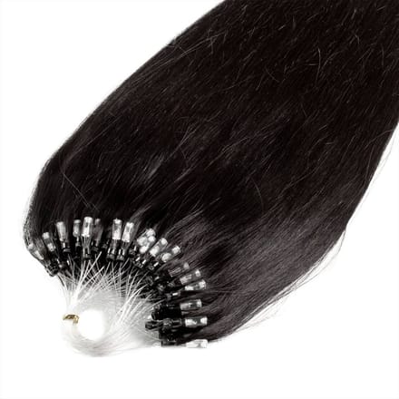 hair2heart Premium Microring Extensions Echt haar glad - 25 strengen 1 g 60 cm 4/0 middenbruin