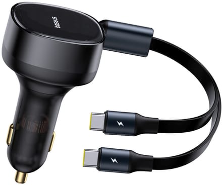 Baseus Enjoyment Retractable 2-in-1 Car Charger C+C 33W Cluster Black