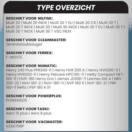 Stofzuigerzakken voor diverse modellen - Set van 10