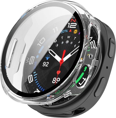 Strap-it Hard case hoesje met screen protector glas - geschikt voor Samsung Galaxy Watch 9/8 - 40mm (transparant)