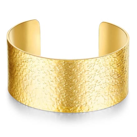 Twice As Nice Armband in goudkleurig edelstaal, open bangle, gehamerd 6cm