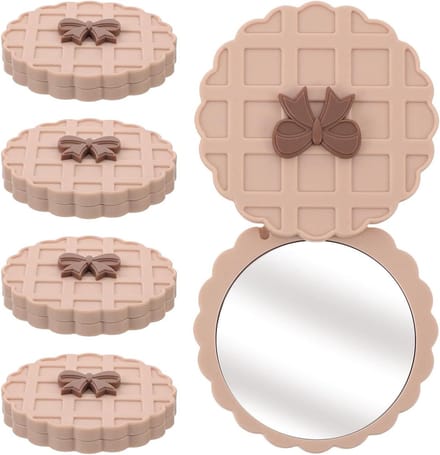 Cosmetica Spiegels - Make-up Spiegeltjes - Snelle Touch-ups - Chic Wafeldesign - 5 Stuks - Beige