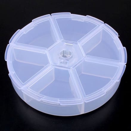 Fako Bijoux - Opbergdoos - 6 Vakjes - Rond - Kralendoos - Opbergbox - Sorteerdoos - Verdeeldoos - Box - 8cm - 1 Stuk