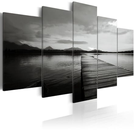 Schilderij - Eiland van herinneringen, zwart/wit, 5 luik