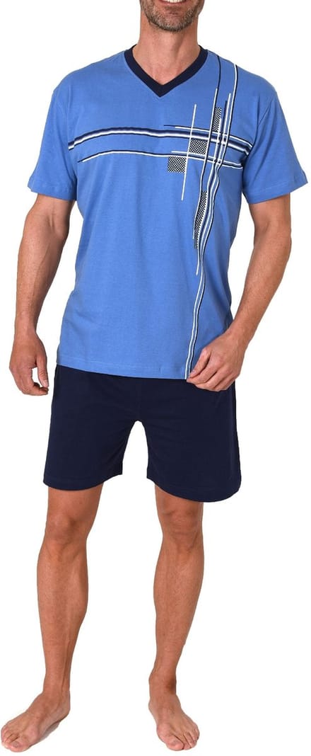 Elegante herenpyjama met korte mouwen en frontprint - ook in oversizes