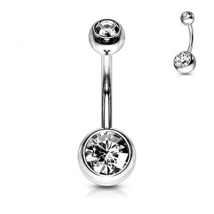 Piercing dubbel steentje 1.6x10x6 - wit - LMPiercings