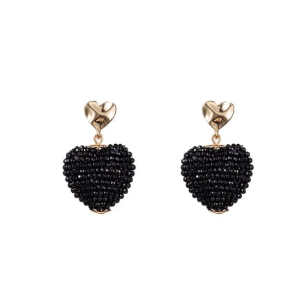 Go Dutch Label Oorknoppen full on beads hartje Zwart