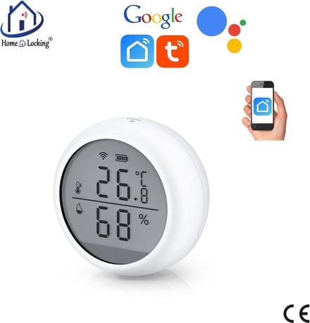 Wifi temperatuur/vochtmeter met bediening via APP en kan werken met spraakgestuurde apps. T-2053