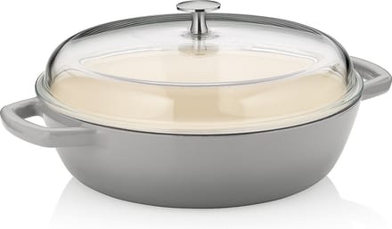 Stoofpan met Deksel, Ø 28, 3.8 L, Gietijzer, Grijs - Kela | Calido