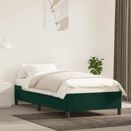 vidaXL - Bedframe - zonder - matras - 90x190 - cm - fluweel - donkergroen