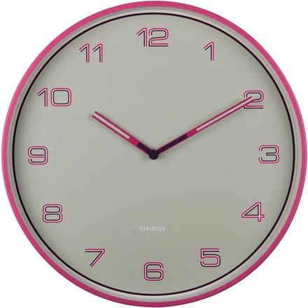 Karlsson Wandklok Lined Numbers - Roze - Ø40cm - Wandklok Scandinavisch