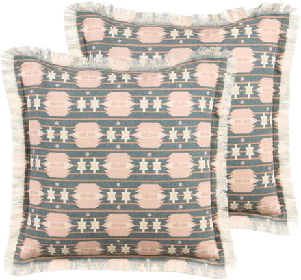 DIANTHUS - Sierkussen set van 2 - Grijs/Beige - 60 x 60 cm - Polyester