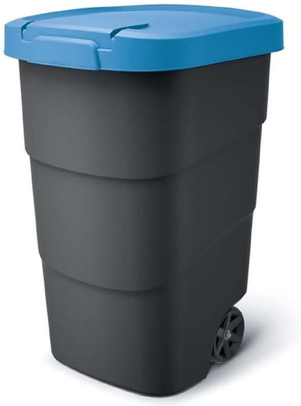 Prosperplast - Wheeler - Grote Afvalbak met wielen 110L - Blauw / Kunststof