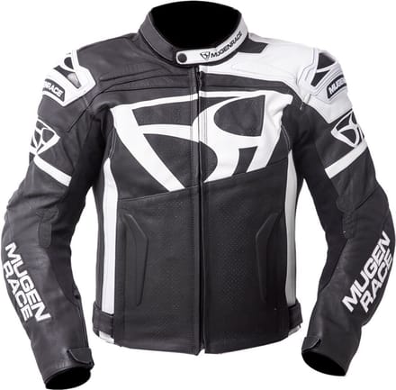 MUGENRACE Aggressore Zwart Wit Leren Jas - Jas