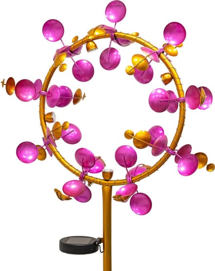 XXL windmolen / windspinner met Solar LED verlichting solar roze 180 cm