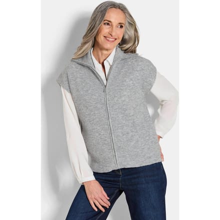 Gebreide bodywarmer met rits - grijs / gemêleerd - Gr. 21 van Goldner Fashion