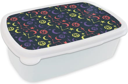 Broodtrommel Wit - Lunchbox - Brooddoos - Sterren - Planeten - Design - 18x12x6 cm - Volwassenen