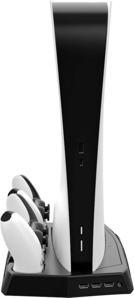 4-in-1 laadstation voor de PlayStation 5 DE/UHD editie - koelventilatoren - voor 2x DualSense PS5 controllers