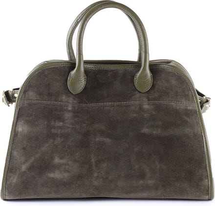 Giuliano lederen handtas Marion - Groen - Suède - Made in Italy