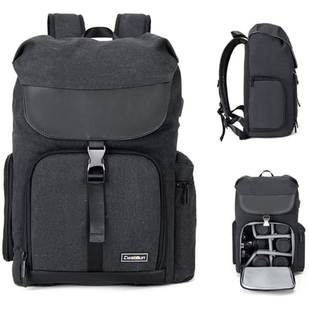 Cwatcun M8 photographie sac pour appareil photo sac à dos pour appareil photo étanche Compatible avec noir