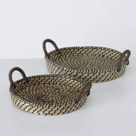 Schaal - Decoratie - 2 Set - Bruin -  Xanthorrhoea - Decoratie - Ø 40cm - Ø 30cm