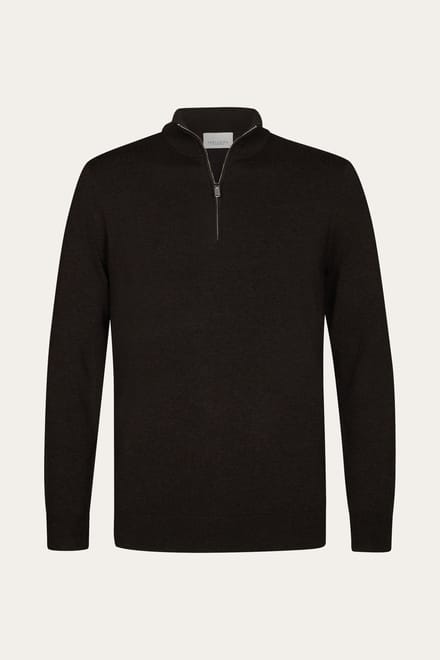 Profuomo - Trui Donkerbruin Profuomo Half Zip Pullovers Donkerbruin Ppxj30002