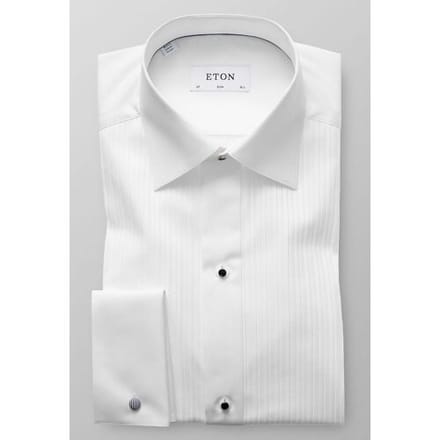 Eton Overhemd Slim Plissé Black Tie Wit / male