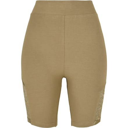 Urban Classics - High Waist Lace Inset Korte cycle broek - M - Groen