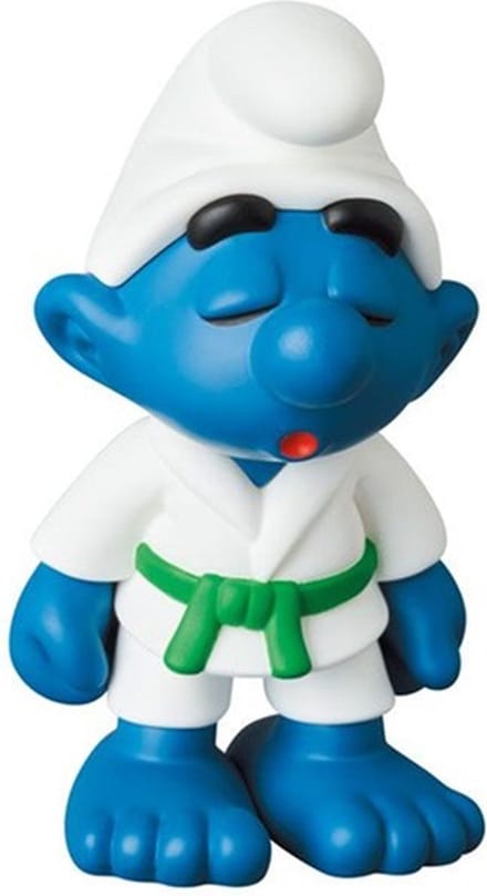 Medicom en de Smurfen - Judo Smurf groene band - Verzamelobject op blister - 8 cm