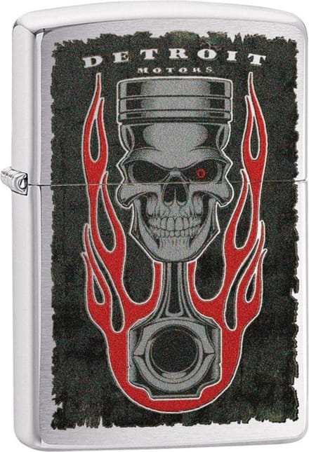 Aansteker Zippo Detroit Piston Skull Flame