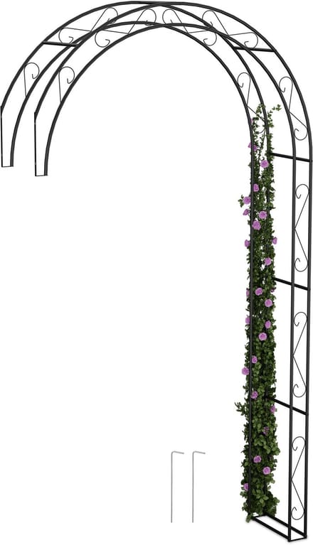 rozenboog - metaal - 245 x 130 x 36 cm - voor muur - met haringen