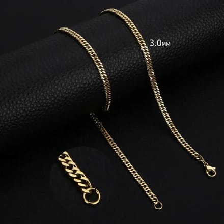 Rvs sieraden - Curb gourmetketting goudkleur- schakelketting -75cm-3mm